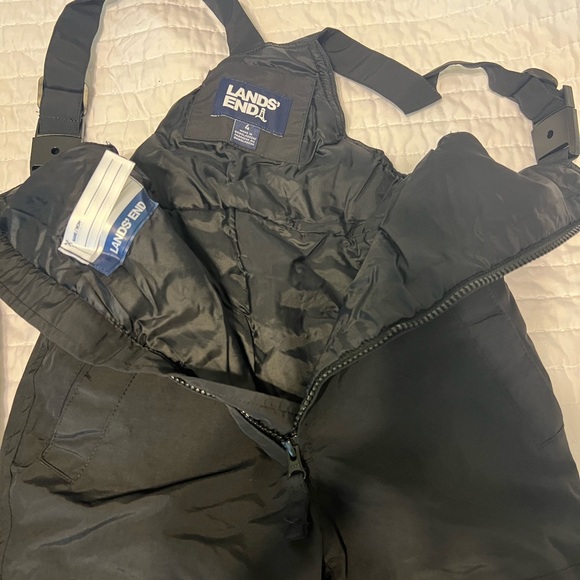 Lands' End Kids Waterproof Insulated Iron Knee Snow Bibs- Black and Navy - Picture 6 of 7